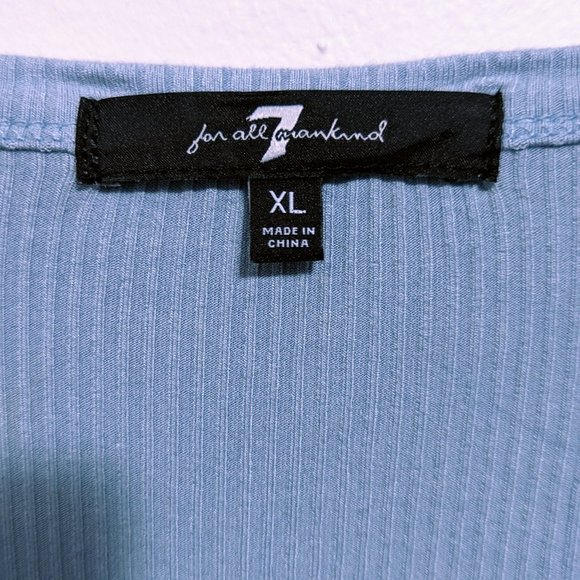 7 for all mankind Puffed Sleeves Ribbed Long Sleeved Top XL - Picture 3 of 4